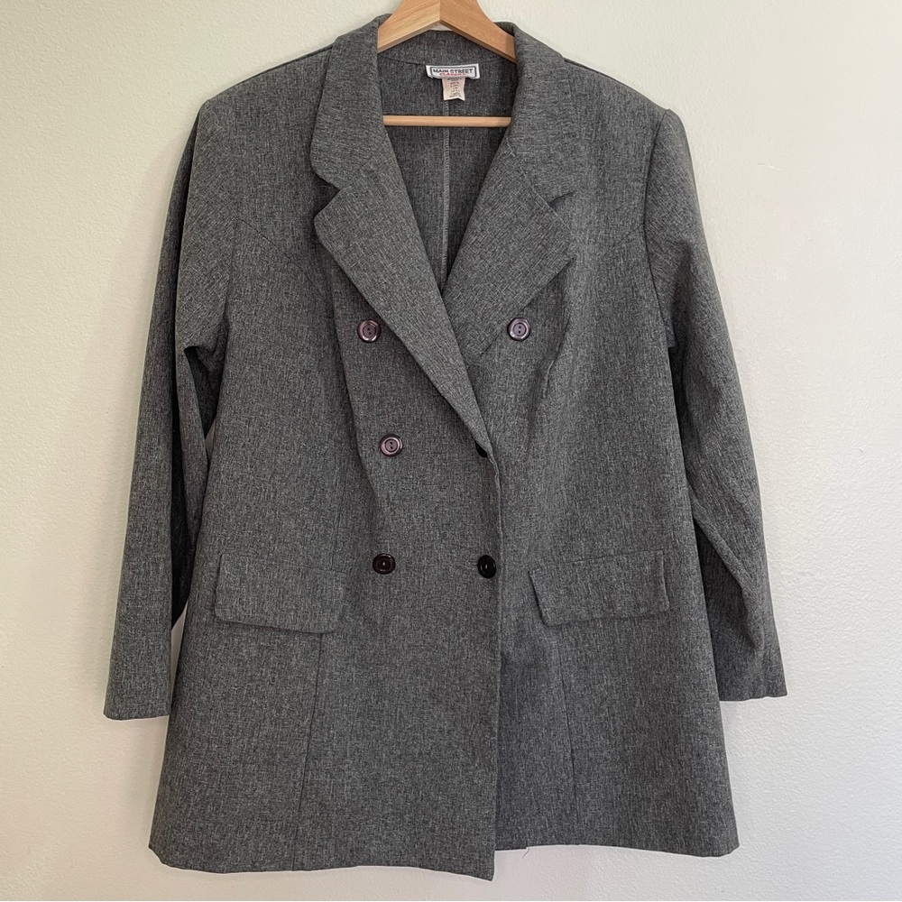 Vintage Main Street Classics Double-Breasted Suit Jacket - Gray